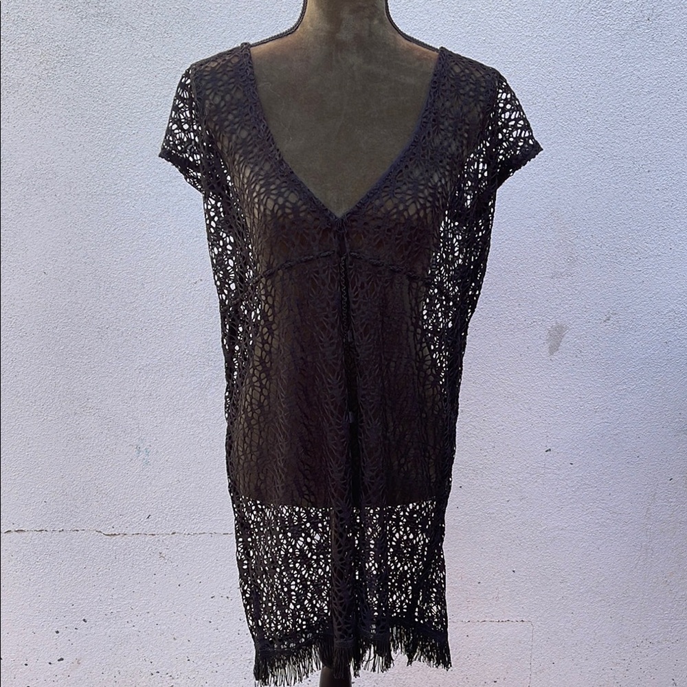 Black Crochet Swim Cover-Up - Picture 3 of 5